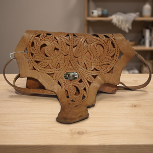 Biyadina Store's Stylish Casual <b>Bucket</b> Handbag Purse Premium Genuine Calfskin Leather Flower Pattern Kilim Design - Product Image 3