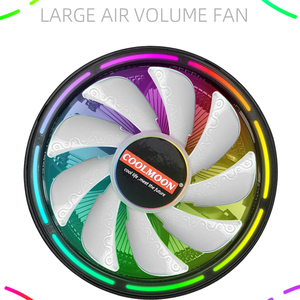 โรงงาน OEM ที่กําหนดเอง <span class=keywords><strong>COOLMOON</strong></span> คอมพิวเตอร์ด้านบนลง CPU Cooler TDP95W เกมพีซีพัดลม CPU <span class=keywords><strong>RGB</strong></span> 3PIN อัตโนมัติ <span class=keywords><strong>RGB</strong></span> ประหยัด CPU Cooler - Product Image 4