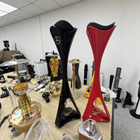 Chicha haut de gamme en acier inoxydable de 75 cm avec flamme haute - Design européen moderne - Noir Rouge Jaune - Coffret cadeau haut de gamme inclus