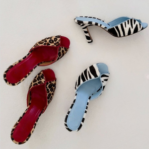 Sandales à talons hauts pour <span class=keywords><strong>femme</strong></span>, grande taille 45, imprimé zèbre, en crin de cheval, sexy, à bout ouvert, mules à coupe large, style pantoufle, motif léopard - Product Image 4