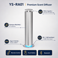 Diffuseur de parfum à deux fluides rechargeable en alliage d'aluminium, 200 m², compatible BT, commande tactile, faible bruit 34 dB, alimentation Type-C, usage commercial