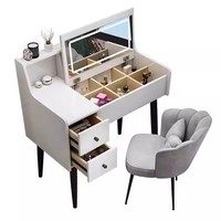 Commode à maquillage éclairée de style moderne avec armoire de rangement Miroir brillant Coiffeuse pour chambre à coucher ou hôtel