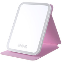 Miroir de maquillage portable à cadre en plastique pliable simple face, design minimaliste LED, pour coiffeuses à domicile et étudiants