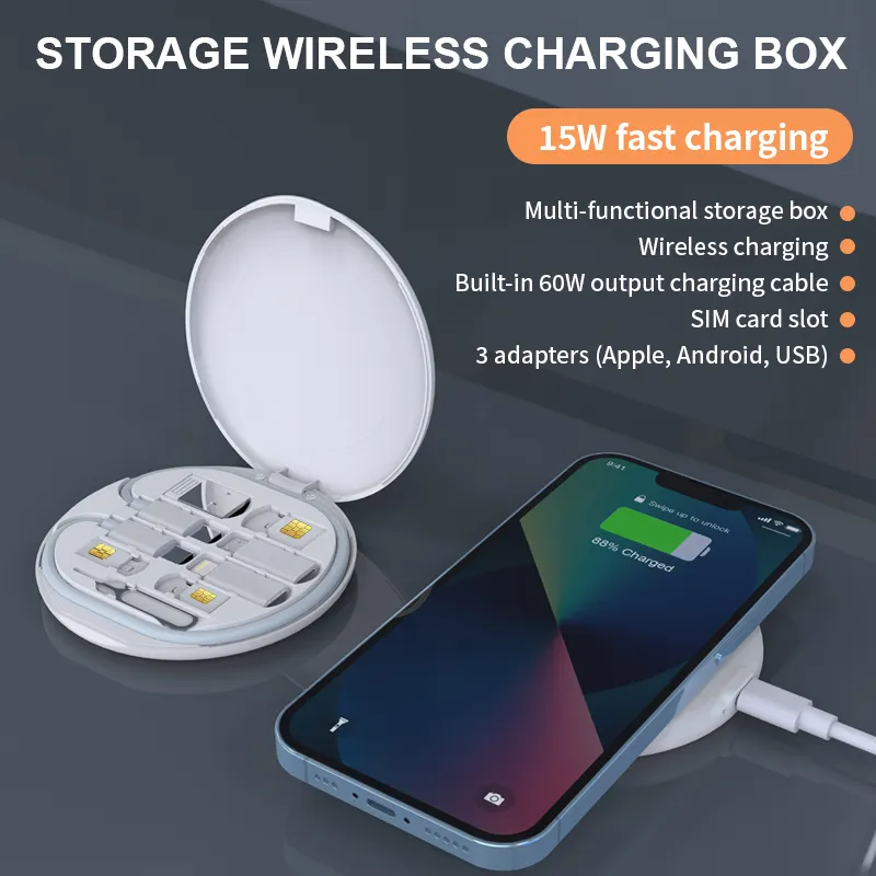 Best seller 6 in 1 smart travel kits for mobile phone 15W fast charging kits data cable bracket storage box set