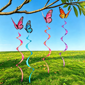 Tourne-vent <span class=keywords><strong>papillon</strong></span> suspendu, queue arc-en-ciel colorée, décoration de jardin extérieure - Product Image 1