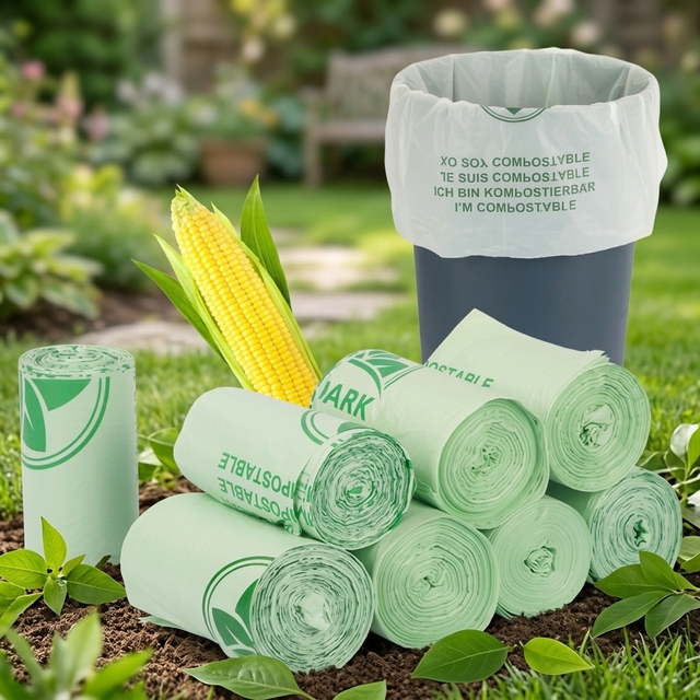 Eco Friendly Large 55 Galon 75l 100% Compostable Fully Degradable Decomposable Biodegradable Pla Heavy Duty Garbage Bags