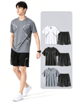 Set Olahraga & Hiking Cetak Grosir, Cepat Kering, Bernapas, Celana Pendek Lari, Baju Olahraga, Pakaian Rumah Musim Panas