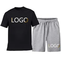 CS19 2022 दो टुकड़ा फसल शीर्ष यूनिसेक्स प्रिंट कस्टम निजी लोगो लघु और शर्ट सेट कपास गर्मियों सादे टी शर्ट पुरुषों के लिए
