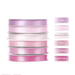 Cinta de Satén de Poliéster Rosa de Doble Cara de 3/8 Pulgadas para Envolver Regalos, Lazos para el Cabello, Empaque de Flores - Product Image 3