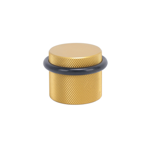 Fermaporta tondo per impieghi gravosi fermaporta zigrinato in alluminio dorato antiscivolo con anello in gomma - Product Image 2