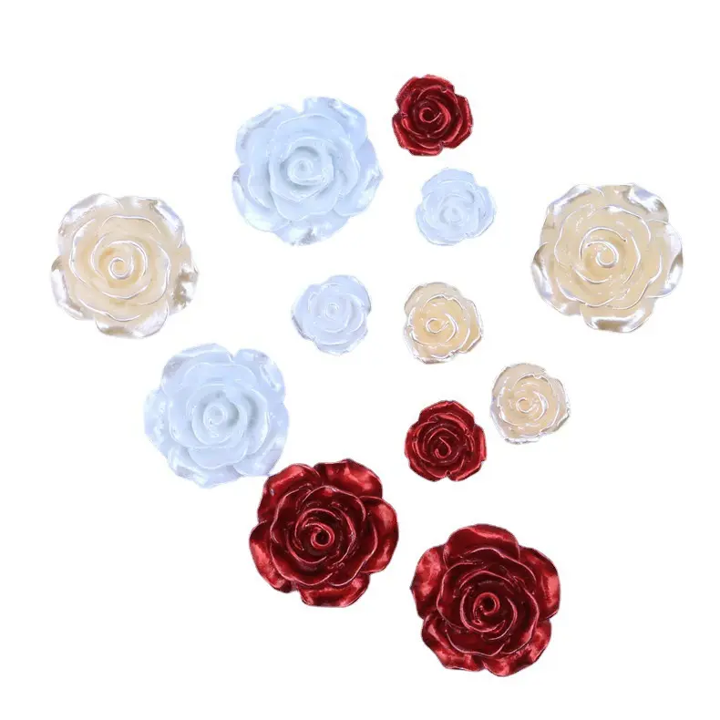 K337 2024 3D Resin Cartoon Crafts Flatback Cabochon Rose Flower Decoration Accessories For Scrapbooking Jewelry Making DIY