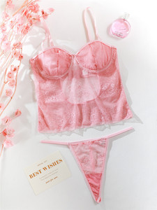 Ensemble de lingerie féminine sexy et tendance en dentelle brodée transparente amincissante pour le commerce extérieur - Product Image 6