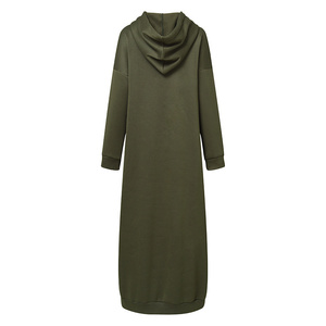 Solid Color Luxury Autumn and Winter Hooded Coat Loose <strong>Fleece</strong> Sweatshirt Modest Abaya Women Muslim Dress for Women <strong>Kaftans</strong> - Product Image 4