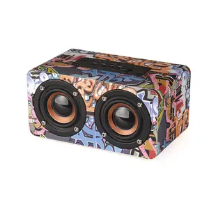 Dual horn 8w subwoofer wireless wooden pvc speaker boxes wood METRN with usb home theatre speaker