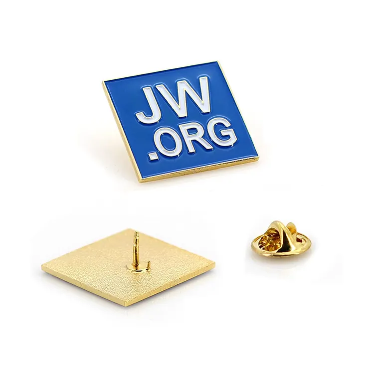 Venda quente barato personalizado jw. Broche de lapela, emblema de metal quadrado
