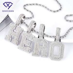 Colgante de Letra Inicial Personalizado con Moissanita Brillante, Plata 925, Chapado en Rodio, Estilo Hip Hop, VVS, GRA - Product Image 1