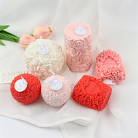 OEM 3D Fleur Silicone Moules Set Rose En Forme De Bougie Moule Saint Valentin Cadeau Idée Pivoine Oeillet Fleur Rose Boule Fondant Moule