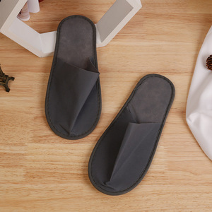 Zapatillas de hotel negras personalizadas con diseño profesional y al mejor precio al por mayor, zapatillas de hotel desechables ecológicas - Product Image 5