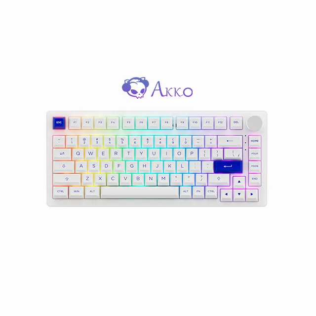 Akko PC75B Plus Blue White Multi-modes Wired BT 5.0 2.4G Wireless RGB Mechanical PBT Double-shot Keycaps Keyboard