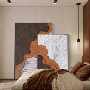 Cuadro Abstracto al Óleo sobre Lienzo, Marco Negro, Rectangular, Gran Tamaño, Decoración para Sala de Estar, Estilo Wabi Sabi - Product Image 4