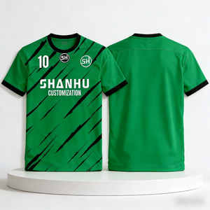 เสื้อฟุตบอลทีมชายคุณภาพดี พิมพ์โลโก้ได้ ผ้าโพลีเอสเตอร์ ระบายอากาศ แห้งเร็ว สไตล์เรโทร - Product Image 6