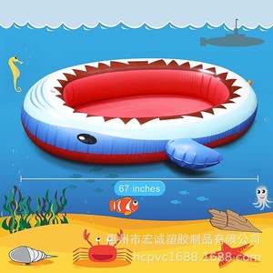 Piscine gonflable en forme de requin avec pulvérisation d'eau, 170x110cm, PVC, jouet de jeu pour bébé en plein air, utilisation domestique - Product Image 3