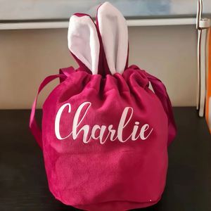 Personalized Custom Name <b>Easter</b> Bunny Ear Ornament Pouch, Modern Polyester Wedding Candy Storage <b>Gift</b> <b>Bag</b> for Holiday Decor - Product Image 4