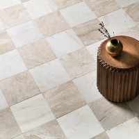 SH STONE Beige et Blanc Marbre Damier Métro Carreaux de Sol Intérieur Populaire Personnalisé Poli Villa Cuisine Salle De Bains Carrelage Mural