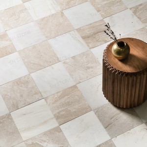 SH đá màu be và trắng đá cẩm thạch checkerboard tàu điện ngầm gạch lát sàn trong nhà phổ biến tùy chỉnh đánh bóng biệt thự nhà bếp phòng tắm tường gạch - Product Image 3