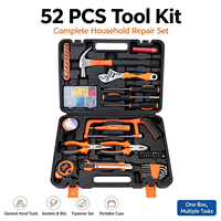 Kit d'outils manuels polyvalents pour la maison, 52 pièces, avec lampe de poche, marteau, pinces, jeu de douilles pour le bricolage, les meubles, les tâches de réparation quotidiennes à la maison