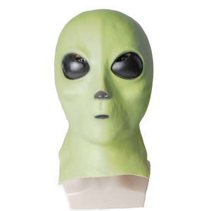 Máscara de Látex de Extraterrestre Verde, Material de Emulsión, Accesorio de Fiesta Unisex, Tema de Ciencia Ficción OVNI - Product Image 1
