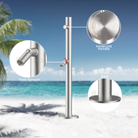 Douche extérieure autoportante BOBAO en acier inoxydable brossé moderne, eau froide et chaude, jets de pluie doux, cartouche céramique 5