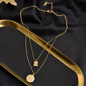 Collana pendente Nabest da donna in acciaio inox placcato oro buona fortuna girocollo strati impermeabili catene regalo per gli amici - Product Image 4