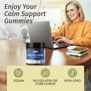 תוסף תזונה OEM 15 מיליגרם L-מתילפולאט, סוכריות גומי L-מתילפולאט עם מתיל B12, פולאט 5-MTHF לרצון, לבריאות המוח ולתפקוד קוגניטיבי - Product Image 3