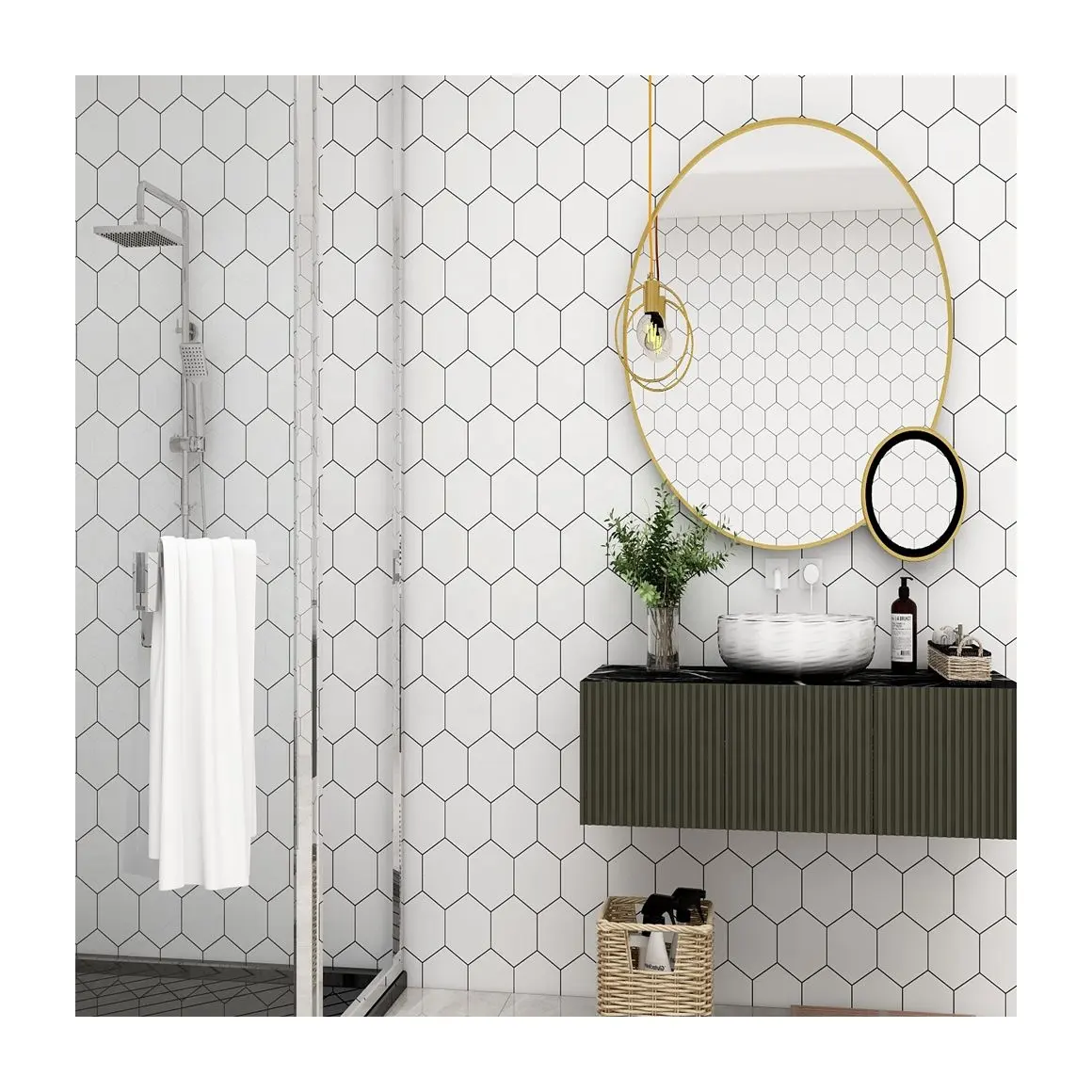 Removable tile wallpaper bathroom wallpaper kitchen wall sticker wallpaper