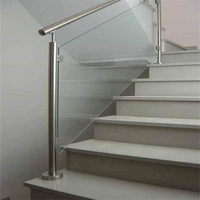 Colonne de garde-corps en verre sans cadre en acier inoxydable pour balcon et escalier, étanche et antirouille, pour villa, avec main courante en verre sur mesure