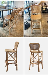 Taburete de <span class=keywords><strong>Bar</strong></span> de Ratán Negro Mate Retro de Lujo, Silla de Comedor Tejida a Mano con Respaldo Alto para el Hogar, Isla de Cocina, Cafetería Comercial, Muebles de <span class=keywords><strong>Bar</strong></span> - Product Image 3