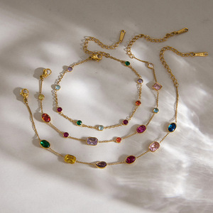 Novedad de Verano 2026, Pulseras de Moda Elegantes para Mujer, Chapadas en Oro de 18k, de Acero Inoxidable, con Cristales Coloridos, Resistentes al Deslustre - Product Image 3