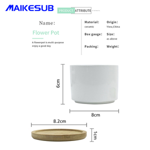 Maikesub nouveau pot de fleur en céramique au design carré avec coussin de bassin en <span class=keywords><strong>bambou</strong></span> Logo personnalisable pour la maison jardin pépinière - Product Image 2