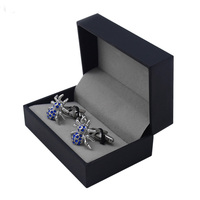 Boutons de manchette fantaisie en cristal bleu en gros, personnalisés pour homme, accessoire de mode pour chemise de costume, bijoux tendance pour mariage et smoking, cadeau