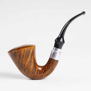 Briar Wood Smoking Pipe Bent Type With Aluminum Rings Handcrafted Traditional Style Tobacco Pipe For Personal Gift - Product Image 2