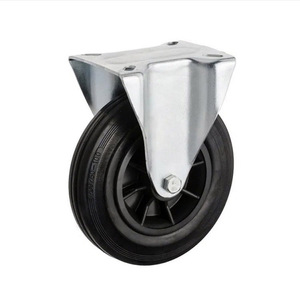Hot Selling 160/200mm Swivel Black Rubber Mülleimer Caster 75mm Stahl Eisenplatte Rollen Gummi industrie OEM anpassbar - Product Image 2