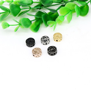 yunnique Stainless Steel Round Beads With Fleur De Lis Design For Bracelet Making Retro Style Metal <b>Spacer</b> Beads - Product Image 4
