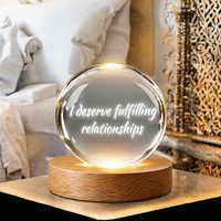 Sphère en cristal K9 polie sur mesure, lampe de nuit LED, boule de verre, décoration de bureau, cadeau pour chambre à coucher, bureau, méditation, motivation