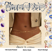 Vente chaude femmes 18K or Double couche bohème coeur Style alliage taille chaîne à la mode corps bijoux pour les fêtes
