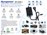 OEM/ODM Adaptor Daya Berkabel 12V/1A 90-264Vac 5V/2A 9V/1.2A Opsional Kelas-II Level VI untuk POS & Pemindai Barcode Hynapower HP-A12S-1