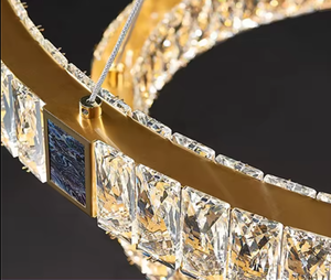 Venta caliente iluminación sala de estar lámpara colgante LED anillo de lujo avec tripied candelabro de cristal colgantes Luz - Product Image 5