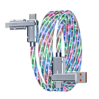 Câble de charge rétractable 3 en 1 avec éclairage LED RGB, cordon de charge rapide pour iPhone/Type-C/Micro USB