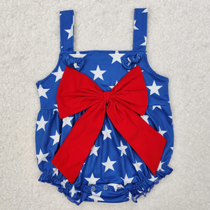 Ropa para Niños del 4 de Julio, Vestido para Niñas con Estampado Patriótico de Estrellas y Pelele para Bebés con Lazo Grande - Product Image 4