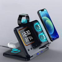 Nieuwe 15W Draadloze Oplader Station Wekker 5 In 1 Bureau Opvouwbare Multifunctionele Oplaadstandaard Voor Tablet Met Temperatuur